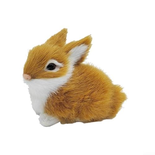 Image of Realistic For Mini Rabbit Plush for Indoor Display on Console Tables Dressers or Sideboards with Cozy Visual Character (Brown)