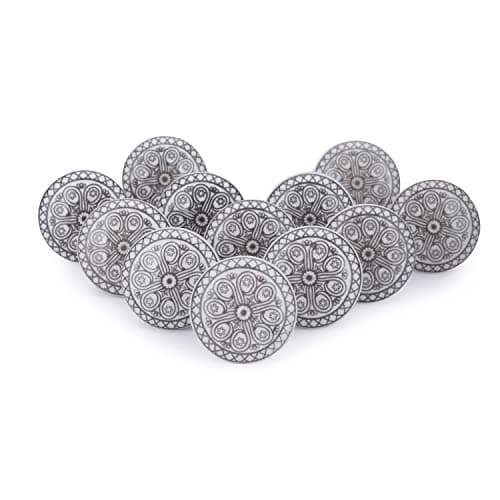Image of Ajuny Ceramic Knobs Printed Cupboard Door Drawer and Furniture Vintage Pulls for Kitchen Cabinets Bathroom Dresser Drawers Home and Office Pottery Decorative Knobs Set of 12, White Grey