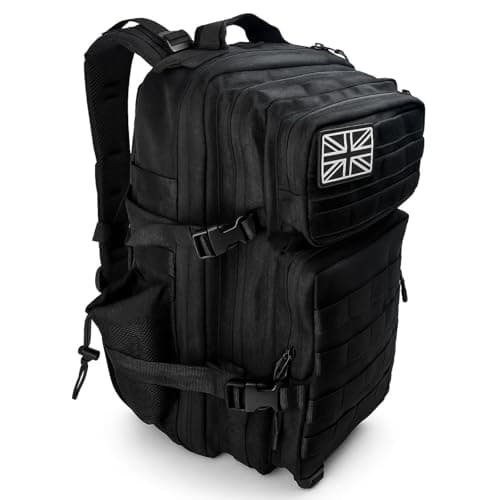 Image of Military Tactical Backpack 45L Heavy-Duty Water-Resistant Rucksack with Webbing 6 Compartments & Padded Back Support Ideal for Hiking, Athletes, Gym, Travel, Sports, Camping & Everyday Carry