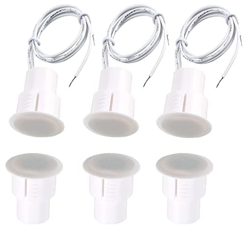 Image of Gebildet 3sets White Iron Door Recessed Wired Security Window Door Contact Sensor Alarmmagnetic Reed Switch,Magnet Near - Connect Circuit, Magnet Away - Break Circuit