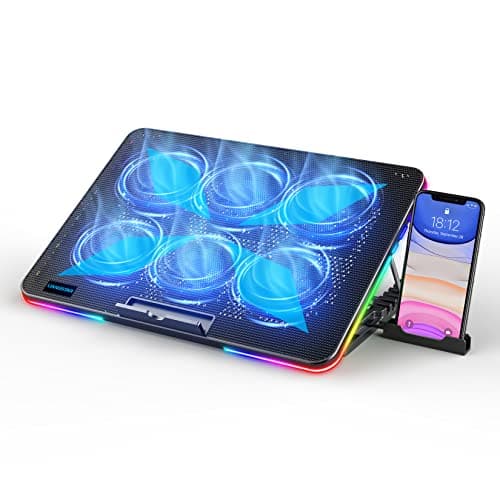 Image of LIANGSTAR Laptop Cooling Pad, Laptop Cooler, 10 RGB Lighting Modes & 7 Height Adjustable, 6 Quiet Fans Strong Wind with 2 Speed Control, Suitable for 11.3-17 Inch Gaming Laptops (Multicolor)