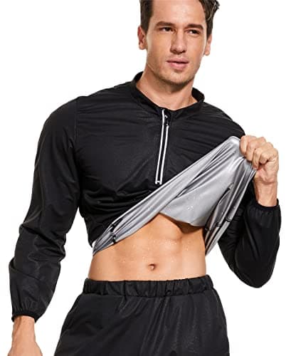 Image of SEXYWG Sauna Suit for Men Sweat Shirt Sauna Jacket Workout Gym Sport Exercise Body Shaper Waist Trainer Long Sleeve