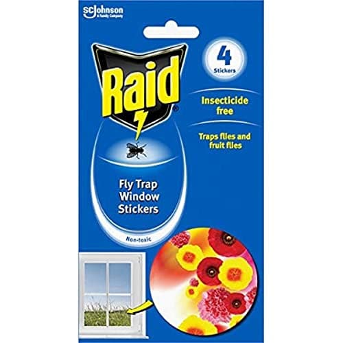 Image of Raid Fly Trap Window Stickers, Fly Killer for Indoor Use, Non Toxic and Insecticide Free Formula, Pack of 1 (4 Stickers)