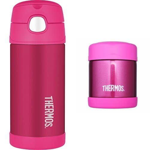 Image of Thermos FUNtainer Bottle, 355 ml - Pink with Thermos FUNtainer Food Flask, 290 ml - Pink