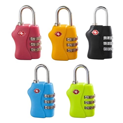 Image of TSA Approved 3 Digit Combination Luggage Locks 2 Packs Assorted Colour - Resettable Travel Padlock for Suitcases Backpack & Gym Locker Security, Travel Accessories and Holiday Essentials