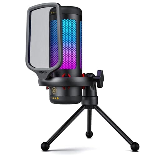 Image of TONOR Gaming Microphone Set, USB Condenser Mic for PC with Stand, Controllable RGB, Quick Mute, Volume Control, for Twitch Streaming, Discord Chatting, 200 cm Cable, Desktop Stand TC310
