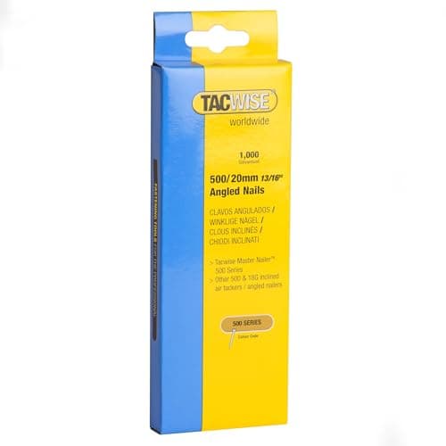 Image of Tacwise 0479 Type 500 (18G) / 20 mm Galvanised Angled Brad Nails for 400ELS, 26° Incline, Pack of 1,000