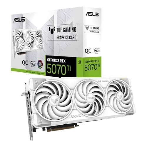 Image of ASUS TUF Gaming GeForce RTX 5070 Ti 16GB GDDR7 White OC Edition Gaming Graphics Card (PCIe 5.0, HDMI/DP 2.1, 3.125 slot, military grade components, protective PCB coating, axial tech fans)
