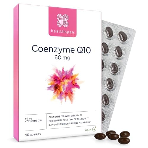 Image of Healthspan Coenzyme Q10 60mg | 90 Capsules | Added Vitamin B | Sunflower Oil Base | Optimum Purity | Vegan