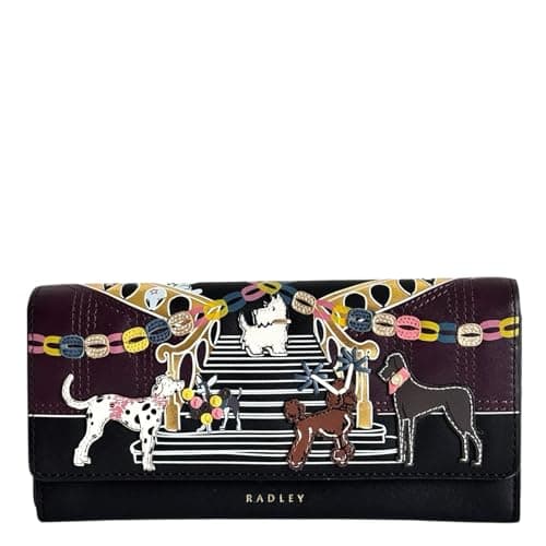 Image of RADLEY Party Pals Large Flapover Wallet Purse Matinee in Black Leather