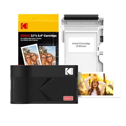 Image of KODAK Mini 2 ERA 4PASS Portable Photo Printer, Initial 8 Sheets + 30 Sheet Pack Bundle, Black