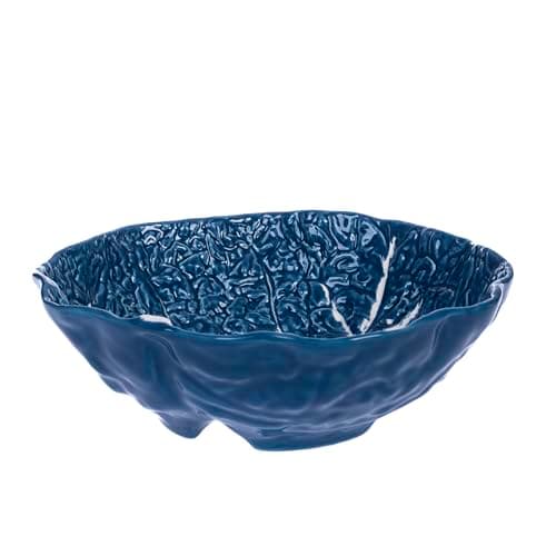 Image of Gurgly 27cm Blue Grey Hand-Painted Leaf Bowl - Large Fruit Bowl - Decorative Bowl - Salad Bowl - Kitchen Bowl for Home Decor