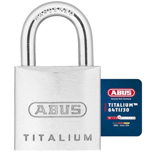 Image of ABUS Titalium AB64TI/30 Padlock - Lock Body Made of Special Aluminium - Hardened Steel Shackle - ABUS Security Level 4 - Silver, Grey, 30mm