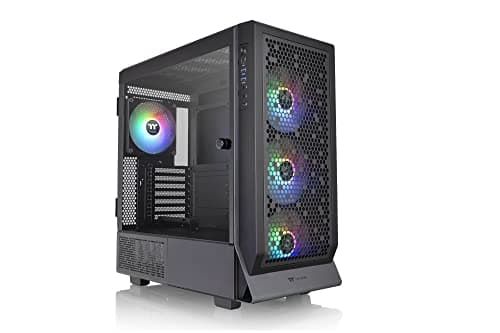 Image of Thermaltake Ceres 500 Black Mid Tower ATX Computer Case with Tempered Glass Side Panel; 4 Preinstalled PWM ARGB Fans; Rotational PCIe Slots,3 Years Warranty.