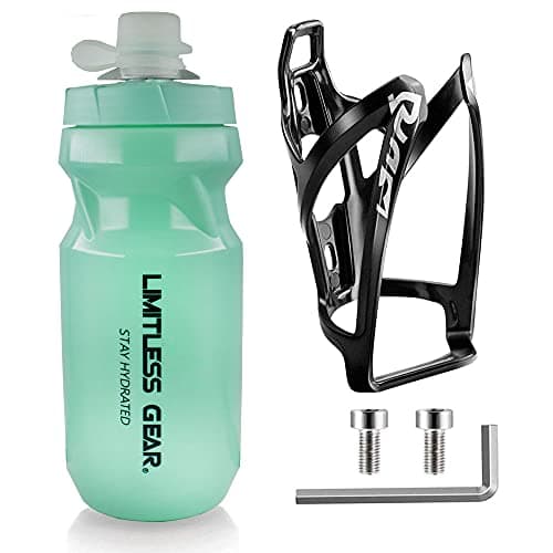 Image of OSIGEI Bike Water Bottle Cage and 21oz Bike Water Bottle Set Lightweight Bike Bottle Holder with Screws - Premium BPA Free Sports Bottle for Road Mountain and Kids Bikes