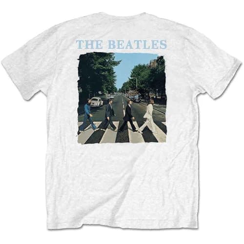 Image of The Beatles Band Monkey Unisex T-Shirt Abbey Road & Logo White