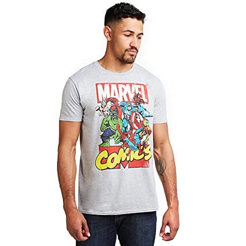 Image of Marvel Men's Call Out T Shirt, Grey (Sport Grey Spo), S UK