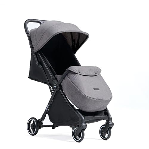 Image of Allis Baby Flick Auto-Fold Stroller with Footmuff and Raincover - Lightweight Foldable Pushchair - Puncture-Proof Wheels, Adjustable Leg Rest & Harness, for Newborns to up to 22kg - Grey