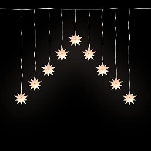 Image of The Christmas Workshop Curtain Lights/Indoor/Outdoor Christmas Decorations/Warm White / 2m Festive String Lights/Battery Operated (3D Star Curtain Lights)
