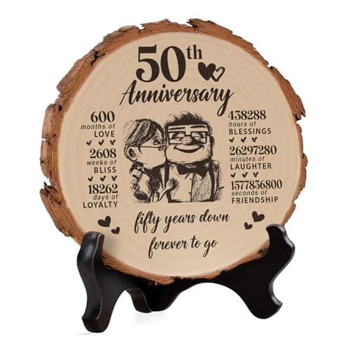 Image of Einanmut Wooden Plaque, 15cm x 15cm x 1.5cm, Decorative Signage, Love Theme, Gold, Wall Mount (Optional), 50th Wedding, Boyfriend Gifts, Couple Gifts