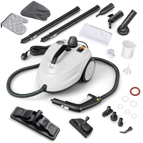 Image of TANGZON 1500W/2000W Steam Cleaner, 1.5L/1.8L Tank Cleaning Household Steam Mop, Multi-Purpose Steam Clean Machine with 13/15/17/20 Accessories for Carpet, Floors and Windows (White, 2000W, 1.8L)