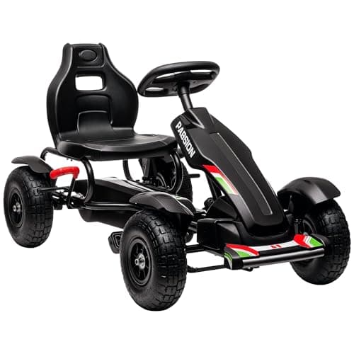Image of HOMCOM Pedal Go Kart, Kids Ride On Racer with Adjustable Seat, Inflatable Rubber Tyres, Handbrake for Ages 5-12 Years - Black