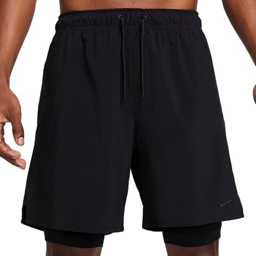 Image of Nike Mens Unlimited Dri-fit 7" 2-in-1 Versatile Shorts, Black/Black/Black/Black, 4X-Large