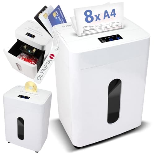 Image of Olympia MC 2508 S Paper Shredder | Paper Shredder & Paper Shredder for Documents | File Shredder P5 Micro Cut | 8 Sheets | 25 L Collection Volume | Quiet Shredder | Paper Shredder