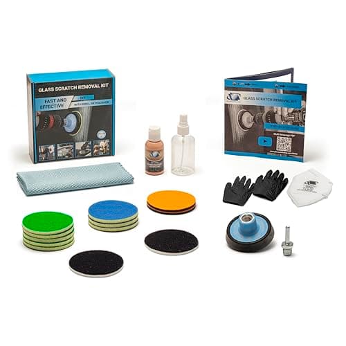 Image of GLASS POLISH DIY 75mm Glass Scratch Removal Kit for Effective Glass Polishing with Drill or Polisher, Repairs Deep Scratches, Removes Surface Damage and Restores Original Clarity & Shine