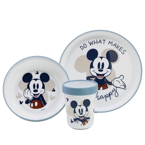 Image of Stor Mickey Mouse 3pcs Bicolor Premium Kids Dinner Tableware Set Plate, Bowl & Tumbler, BPA Free, Non Slip, Children, Baby