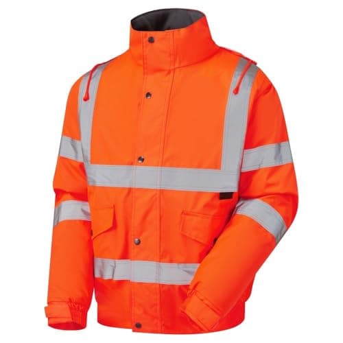 Image of Stormway Mens Waterproof Two Tone Bomber Hi Vis Visibility Hi Vis Standard Safety Work Wear Jacket Orange XX-Large