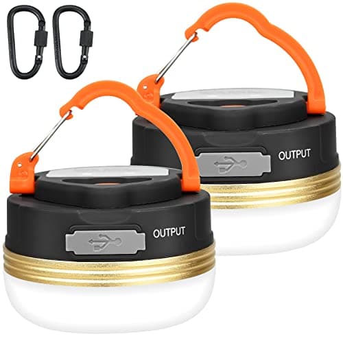 Image of 2 Pack Camping Lights, USB Rechargeable Camping Lantern LED Tent Light with Magnetic Base, 3 Modes with Hook Waterproof Portable Outdoor Camping Lamp for Camping Hiking Fishing Emergency Home