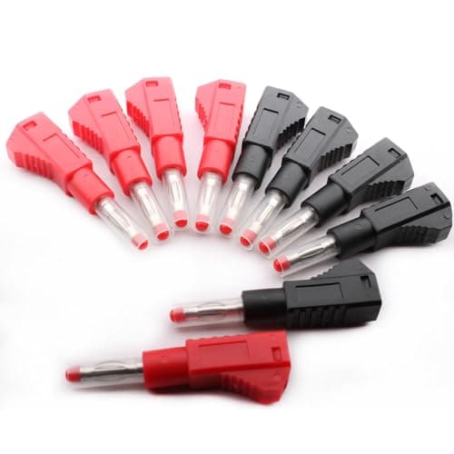 Image of RUNCCI-YUN 10Pcs 4mm Banana plug Banana Plugs Multimeter DIY Solder Banana plug Retractable Sheath Stackable Multimeter Test Leads Ends Banana Plugs Adapter with Banana Jack Socket Red and Black