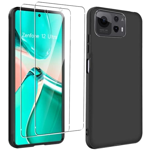Image of KZIOACSH Case for ASUS Zenfone 12 Ultra, Flexible Ultra Slim Drop Protection Anti-Scratch Rugged Phone Cover Silky-Soft Touch Matte TPU Shockproof Bumper Cover with 2 Tempered Glass Screen Protector