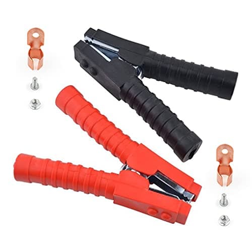 Image of Gunpla 2 Pieces 600Amp Booster Battery Cable Clips 150mm Red Black Insulated Electrical Crocodile Alligator Jump Lead Clips Nickel Coated Large Test Clamps for Car