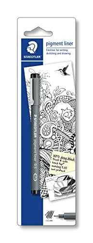 Image of STAEDTLER 30805-9BKD Pigment Liner Fineliner Pen for Writing & Technical Drawing - Black, 0.5mm (Blistercard of 1)