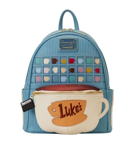 Image of Loungefly Backpacks Gilmore Girls Lukes Diner Domed Coffee Cup Mini Backpack Blue