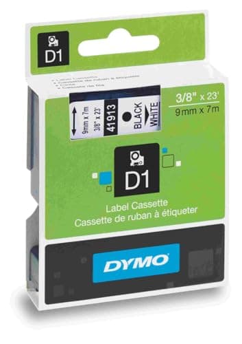 Image of Dymo D1 Label Maker Tape 9mm x 7m Black on White S0720680 - 40913
