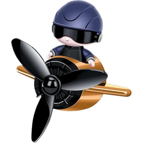 Image of FLKWOP Cute Cartoon Pilot Air Fresheners Vent Spinners, Car Diffuser Air Condition Vent Clip, Rotating Propeller Automotive Air Outlet Fan