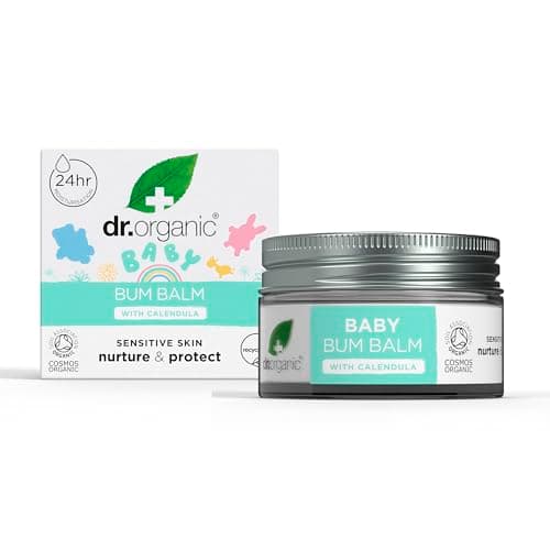 Image of Dr Organic Baby Bum Balm with Calendula, Nappy Rash Cream, Sensitive Skin, Lanolin, Natural, Vegan, Dermatologically Tested, Cruelty-Free, Paraben & SLS Free, Certified Organic, 50ml
