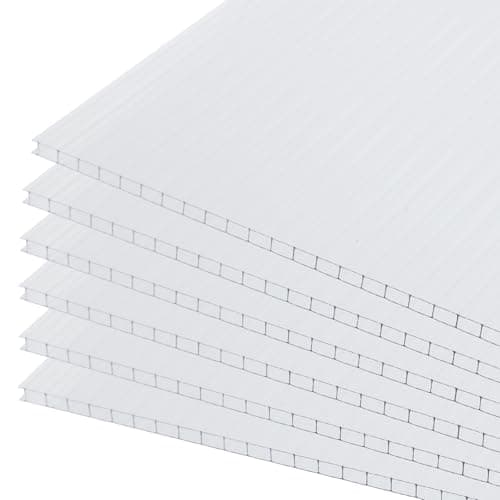 Image of COWVIE 6 Pack 5mm Polycarbonate Panels, 71cm x 158cm Polycarbonate Sheet, Twin-Wall UV Protection Waterproof Plastic Roofing Sheets for Greenhouse and Gazebo Covering