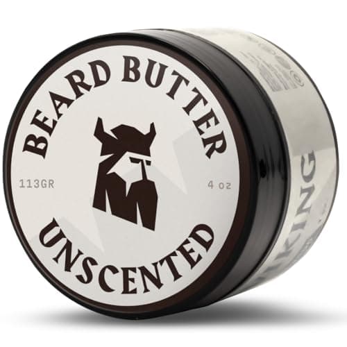 Image of Striking Viking Beard Butter for Men - 113 g, Pack of 1, Unscented - Softening, Nourishing Beard Conditioner & Facial Hair Softener - Versatile Grooming for All Hair Types Beard Care