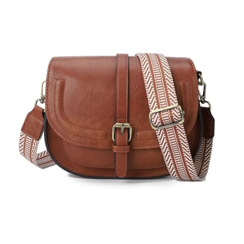 Image of AFKOMST Crossbody Bag for Women Small Satchel and Shoulder Bag Vintage Saddle Handbags Vegan Leather