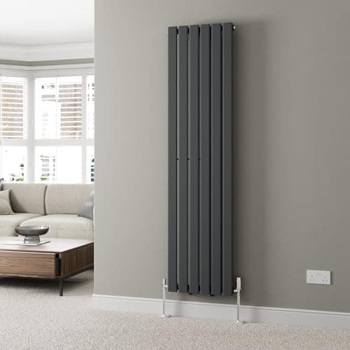 Image of DuraTherm® 1800 x 452mm Anthracite Grey Vertical Designer Radiator Single Column Flat Panel Modern Central Heating Panels Bathroom Radiators