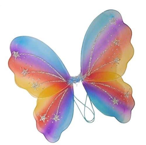 Image of Glitter Rainbow Multi Coloured Wings, Girls' Kids' Children's Dress-Up Fancy Dress