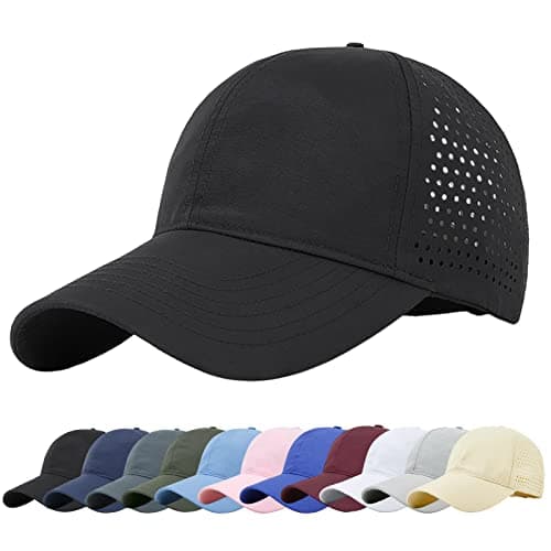 Image of Baynetin Mens Quick Dry Baseball Cap Sport Hat,Breathable Ultralight Mesh Outdoor Sports UPF 50+ Hat Adjustable Travel Summer Hat (Black), (Style22081701)
