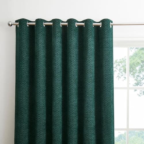 Image of HORIMOTE HOME Luxury Stonewashed Chenille Eyelet Blackout Curtains 66x72 Inch (2 Panels) - Dark Green Thermal Curtains,Heavy Duty Drapes Set for Living Room, bedroom