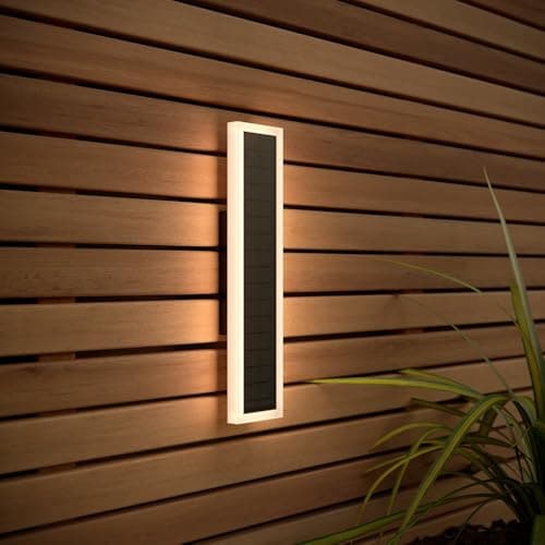 Image of SolarCentre® Halo Rectangle Outdoor USB Solar Wall Light White and Warm White - 30cm