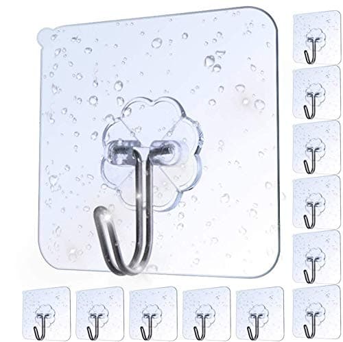 Image of AOMEES Adhesive Hooks Heavy Duty Wall Hooks 8kg (Max) Self Adhesive Hook 12pcs