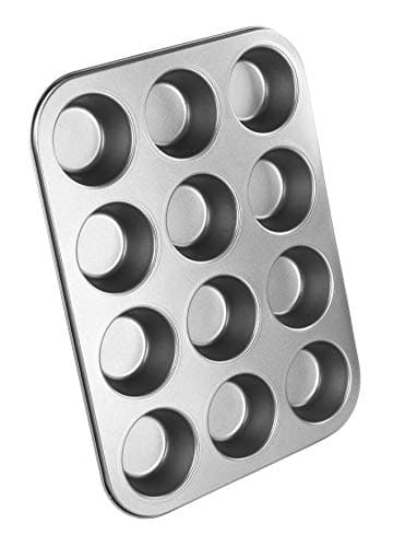 Image of Chef Aid 12 Cup Large Muffin Pan, Non-Stick Cupcake Tray Baking Mould, Grey, 35 x 26.5 x 3 cm